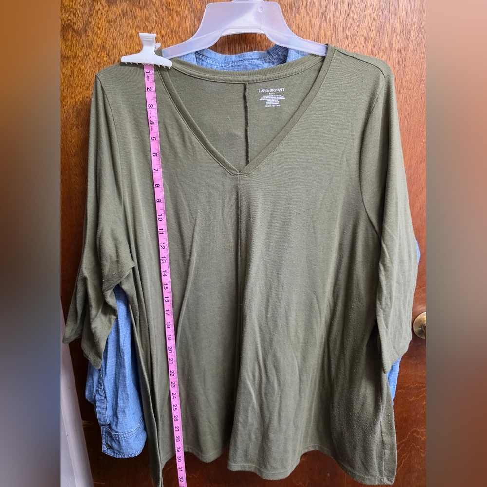 Lane Bryant Olive V-Neck Tunic Top